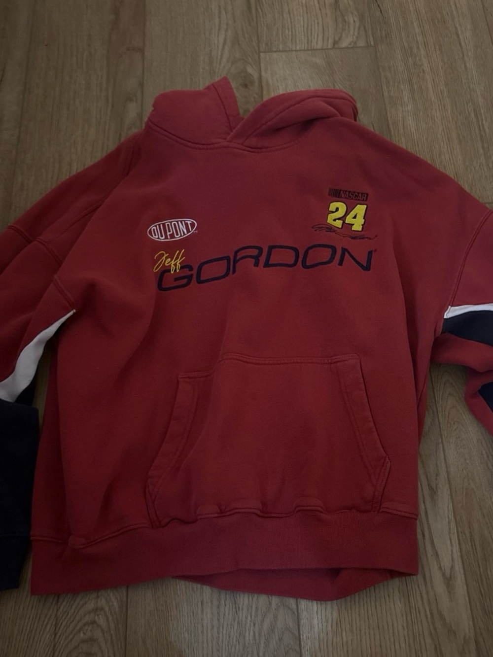 Hollister Red Crewneck Sweatshirt with Racing Graphics